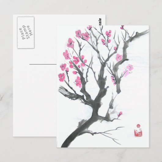 春梅花枝はがき ポストカード (正面/裏面)
