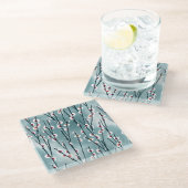 春梅花柄 ガラスコースター (アングル)