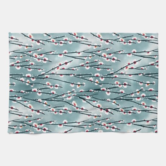 春梅花柄 キッチンタオル (横)
