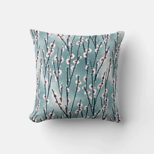 春梅花柄 クッション (正面)