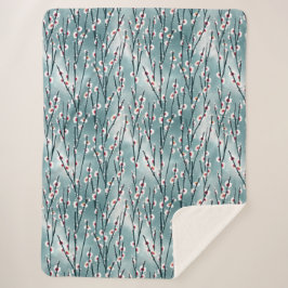 春梅花柄 シェルパブランケット