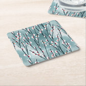 春梅花柄 スクエアペーパーコースター (アングル)