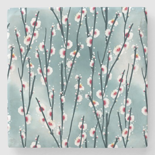 春梅花柄 ストーンコースター (正面)