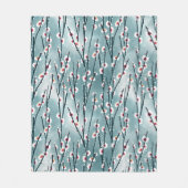 春梅花柄 フリースブランケット (正面)