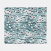 春梅花柄 フリースブランケット (正面(横))