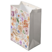 春植物性ピーチピンク色の花 ミディアムペーパーバッグ (正面アングル)