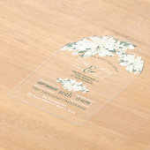 春植物緑の白フローラ アクリル招待状 (レイダウン)