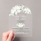 春植物緑の白フローラ アクリル招待状 (インサイチュ (ポータブル))