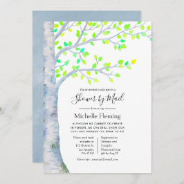 春樺の木ツリーベビーまたはブライダルシャワー（メール別） 招待状