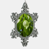 春樺の木葉グリーンツリー スノーフレークピューターオーナメント (左)