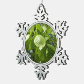 春樺の木葉グリーンツリー スノーフレークピューターオーナメント (右)