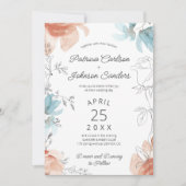 春水の色フローラパステル優雅な結婚式 招待状 (正面)