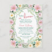 春水の色開花予算ベビーガールシャワー インビテーションポストカード (正面)