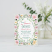 春水の色開花予算ベビーガールシャワー インビテーションポストカード (スタンド正面)