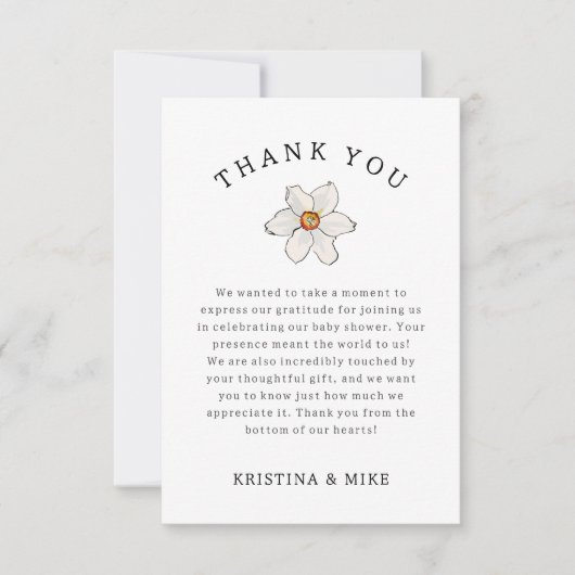 春水仙の花ありがとう赤ちゃんシャワー サンキューカード (正面)