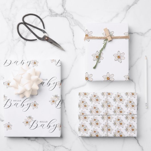 春水仙の花ベビーシャワー ラッピングペーパーシート