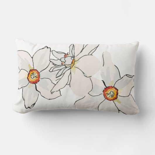 春水仙の花模様 ランバークッション (正面)