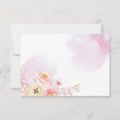 春水彩ガーリーピンク&金ゴールドウェディングRSVP 出欠カード (裏面)