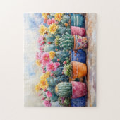 春水彩サボテンと花 ジグソーパズル (縦)