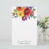 春水彩パーソナライズされた花 便箋 (スタンド正面)