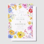 春水彩フラワーウェディングザデイト保存 ベラム紙招待状 (オフセット)