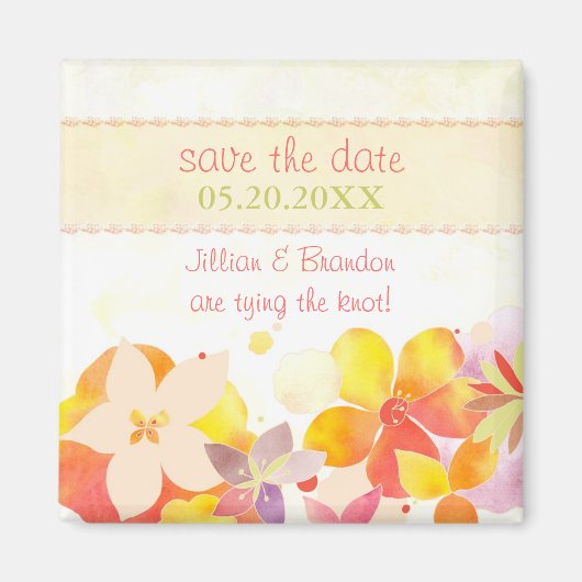 春水彩フラワーウェディングザデイト保存 マグネット (正面)