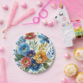 春水彩フローラプリント ペーパープレート (パーティー)