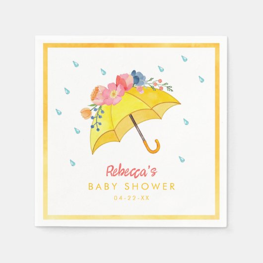 春水彩フローラベビーシャワーナプキンズ – 4月 スタンダードカクテルナプキン (正面)