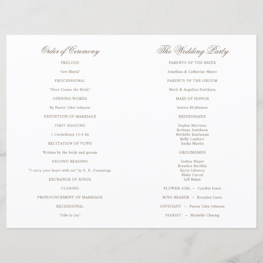 春水彩フローラ折り畳み結婚式 プログラム (裏面)