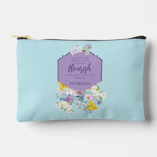 春水彩フローラ聖句パーソナライズされた アクセサリーポーチ (正面)