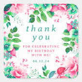 春水彩フローラ誕生日有難う スクエアシール (正面)