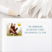 春水彩ブラウンベア – 差出人住所 ラベル (インサイチュ)