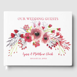 春水彩ポピー赤い花結婚の ゲストブック