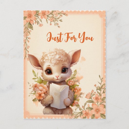 春水彩子羊の手紙を持って –  ポストカード (正面)