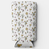 春水彩植物咲きシームレス スリム缶クーラー (正面)