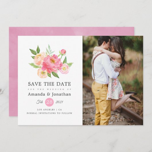 春水彩牡丹結婚の写真 セーブザデート (正面/裏面)