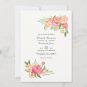 春水彩牡丹QRコードRSVP 結婚's 招待状 (正面)