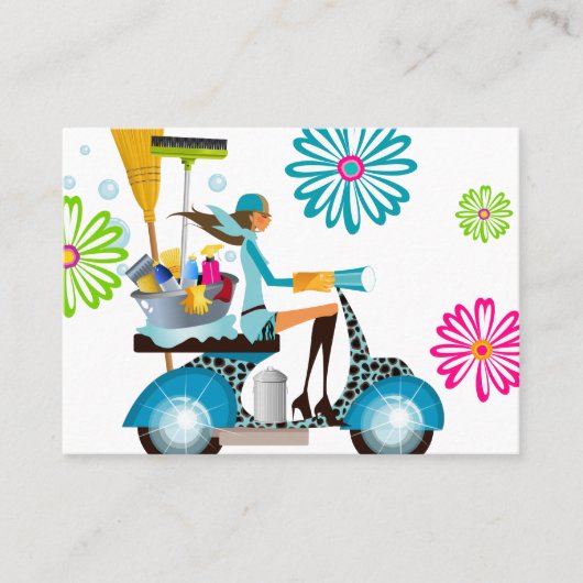 春洗浄レトロデイジー花 名刺 (正面)