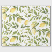 春淡水色イエローレモングリーン葉 ラッピングペーパー (フラット)