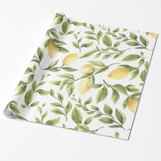 春淡水色イエローレモングリーン葉 ラッピングペーパー (アンロールド)