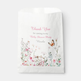 春深いピンクバタフライフローラベビーシャワー フェイバーバッグ