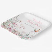 春深いピンクバタフライフローラベビーシャワー ペーパープレート (傾斜あり)