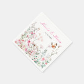 春深いピンクバタフライ結婚フローラ スタンダードカクテルナプキン (角)