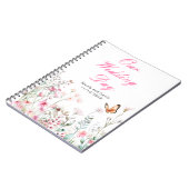 春深いピンクバタフライ結婚フローラ ノートブック (左側)