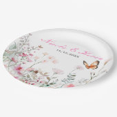 春深いピンクバタフライ結婚フローラ ペーパープレート (アングル)