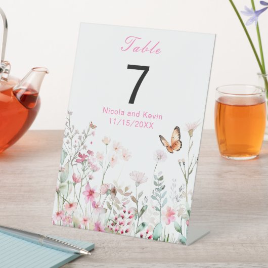春深いピンクバタフライ結婚フローラ 台座サイン (インサイチュ)