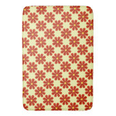 春濃赤色の花、淡い黄色の背景 バスマット (正面縦)