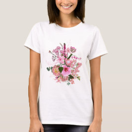 春熱帯ピンクの花の花束。 Tシャツ