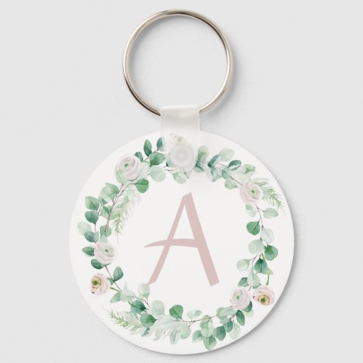 春牡丹リースと文字のカスタマイズ キーホルダー (正面)
