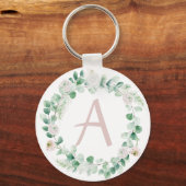 春牡丹リースと文字のカスタマイズ キーホルダー (正面)